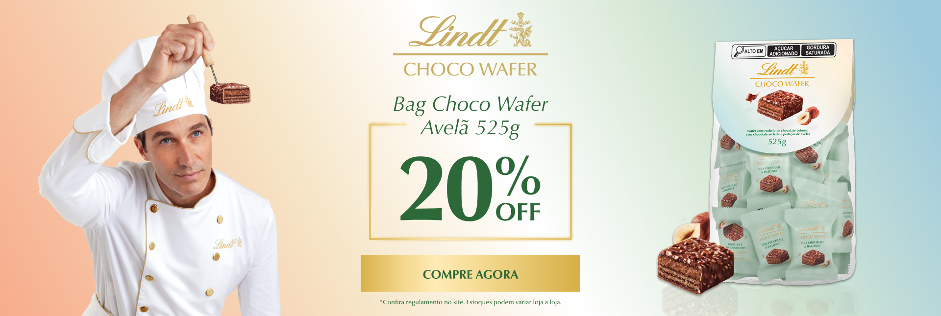 Bag choco wafer avelã 525g.